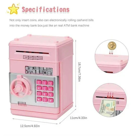 Piggy Bank Automatic Bill Intake Key & Code Lock
