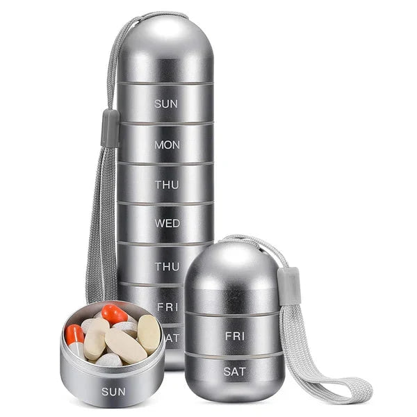 Pill Organizer 7-Day Aluminum Silicone Gasket