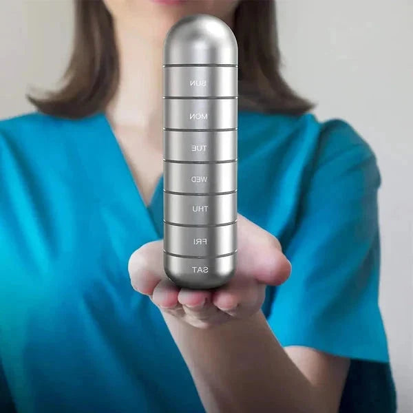 Pill Organizer 7-Day Aluminum Silicone Gasket