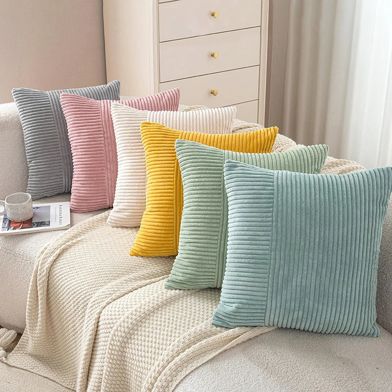 Pillow Cover Corduroy Mixed-Rib Design Concealed Zipper