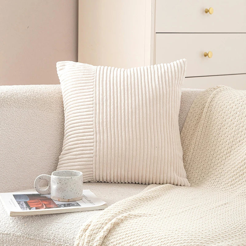 Pillow Cover Corduroy Mixed-Rib Design Concealed Zipper