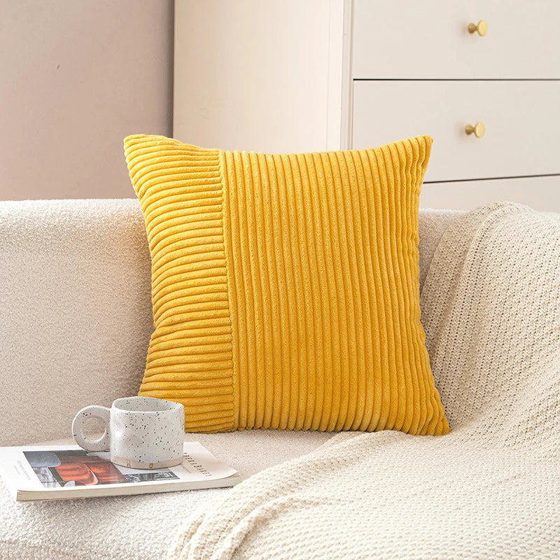 Pillow Cover Corduroy Mixed-Rib Design Concealed Zipper
