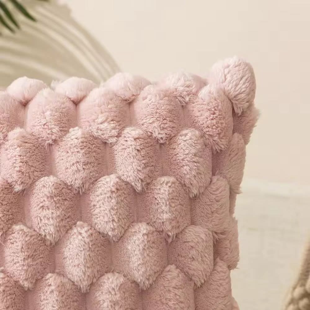 Pillow Cover Plush 3D Grid Texture Machine Washable