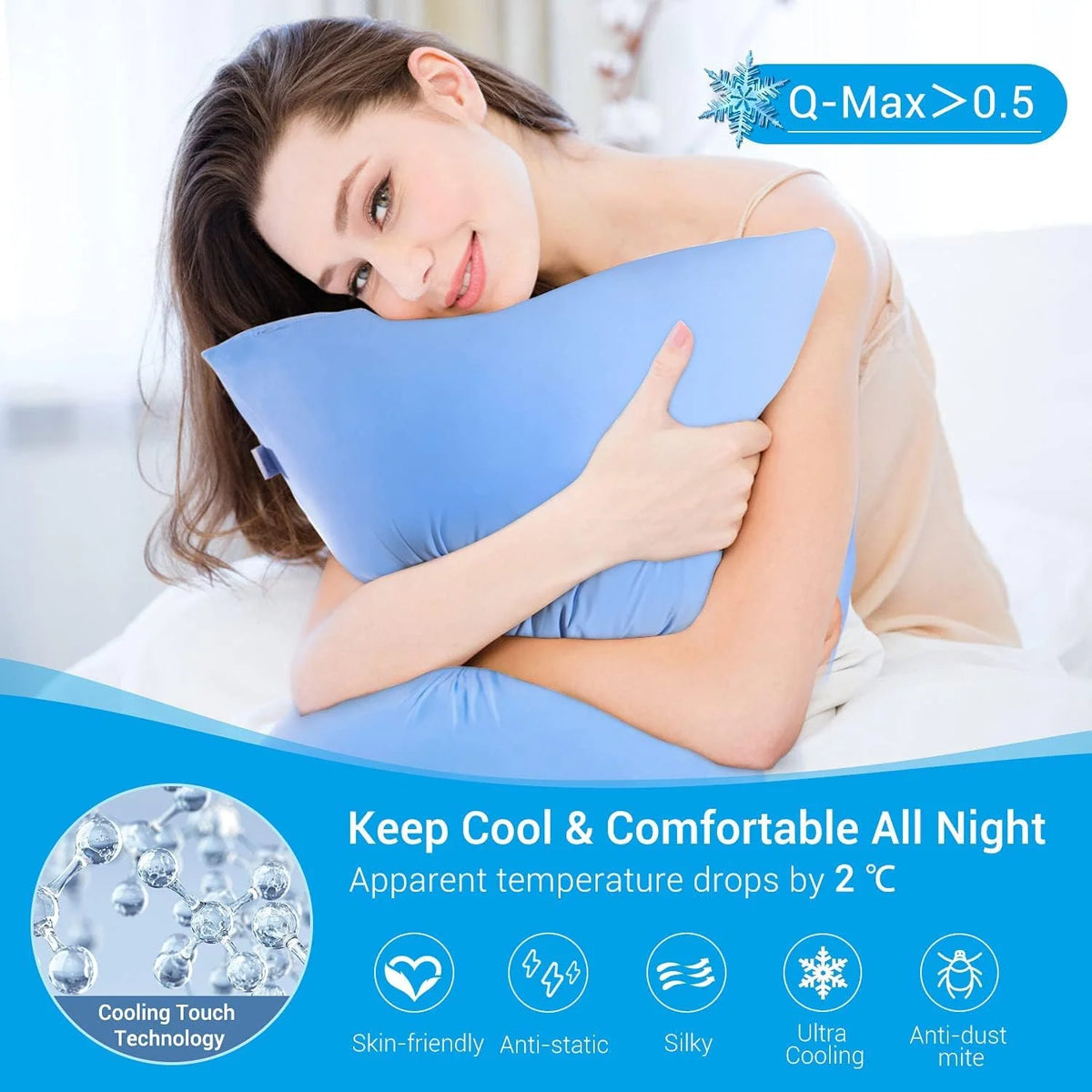 Pillowcases Double-Sided Cooling Fabric Silky Smooth Feel