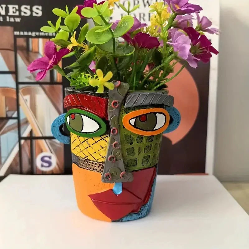 Plant Pot Abstract Design Durable Resin Indoor & Outdoor Use