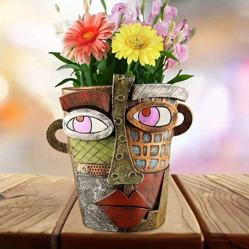 Plant Pot Abstract Design Durable Resin Indoor & Outdoor Use