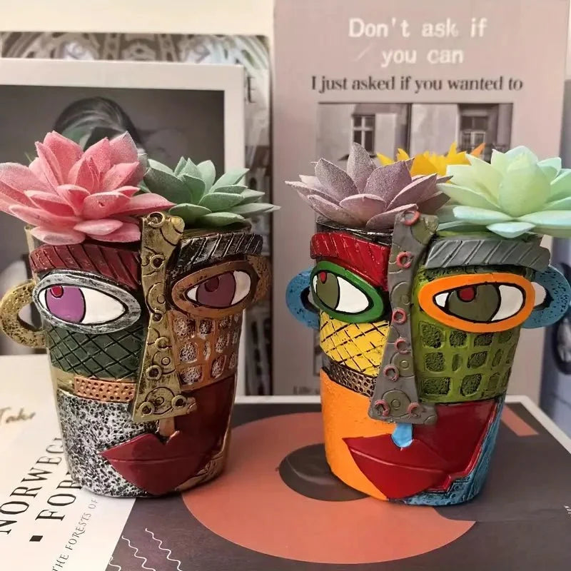 Plant Pot Abstract Design Durable Resin Indoor & Outdoor Use