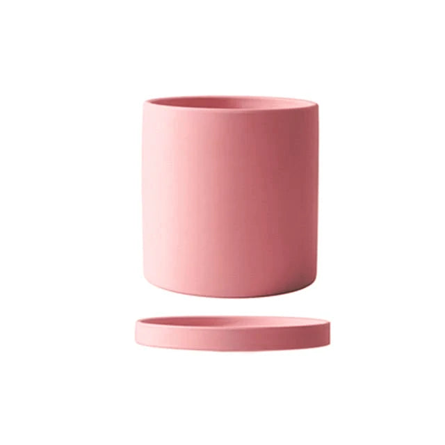 Plant Pot Ceramic Matte Glazed With Drainage Hole & Saucer