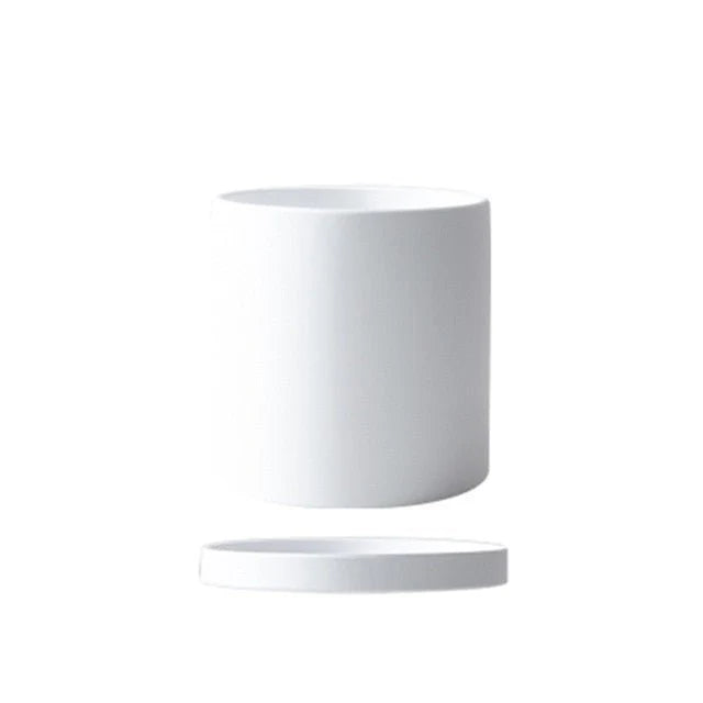 Plant Pot Ceramic Matte Glazed With Drainage Hole & Saucer