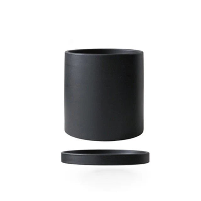 Plant Pot Ceramic Matte Glazed With Drainage Hole & Saucer
