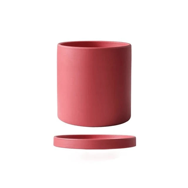 Plant Pot Ceramic Matte Glazed With Drainage Hole & Saucer