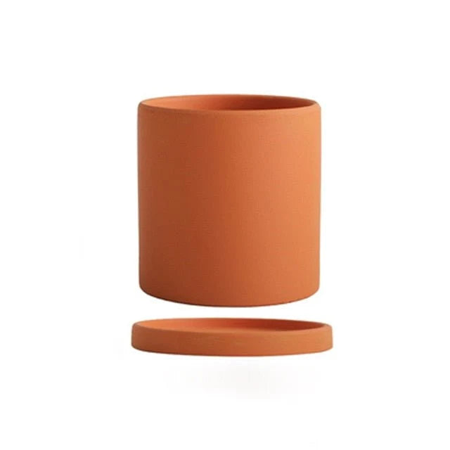 Plant Pot Ceramic Matte Glazed With Drainage Hole & Saucer