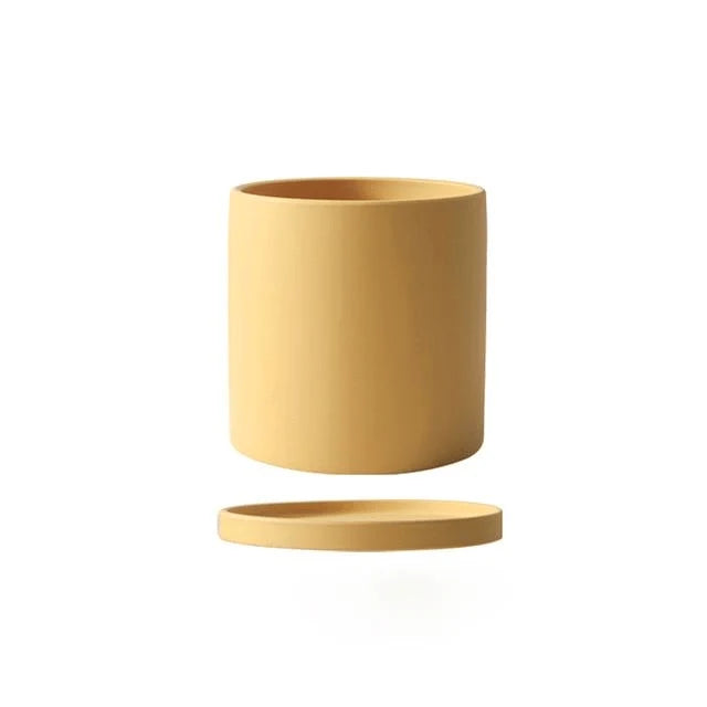 Plant Pot Ceramic Matte Glazed With Drainage Hole & Saucer