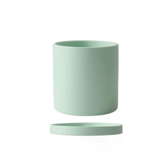 Plant Pot Ceramic Matte Glazed With Drainage Hole & Saucer