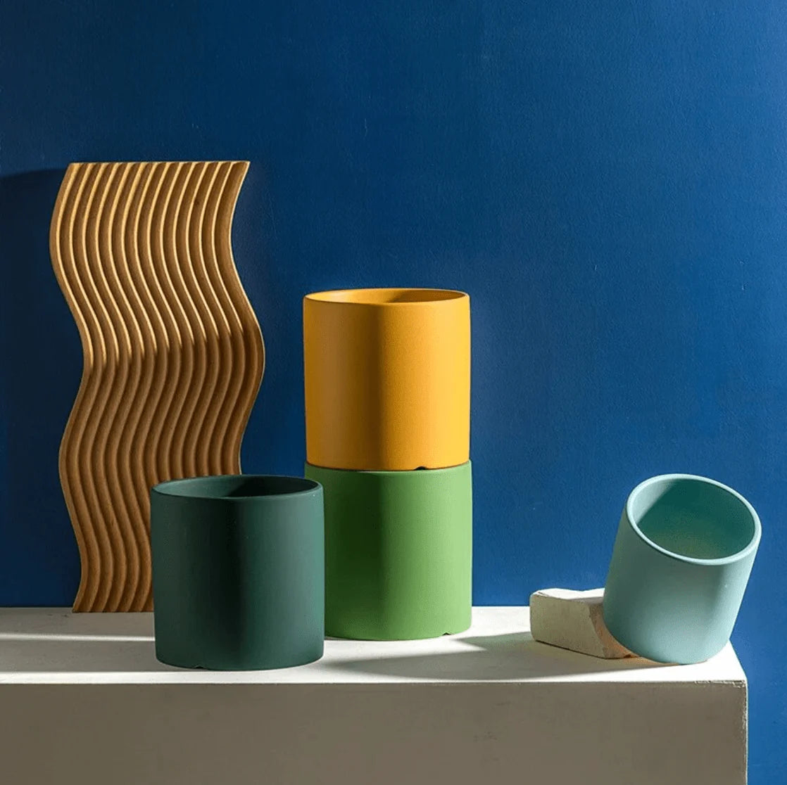 Plant Pot Ceramic Matte Glazed With Drainage Hole & Saucer