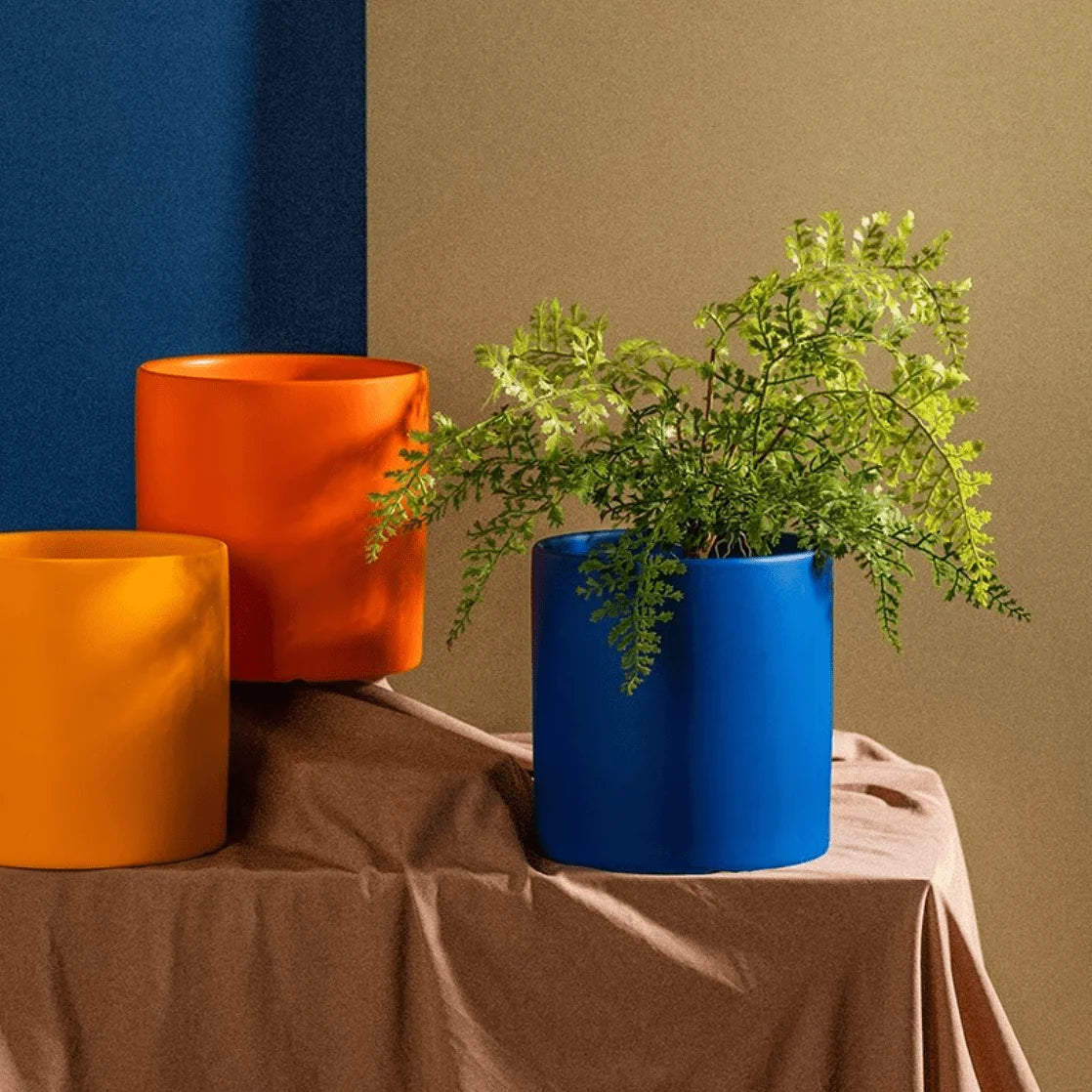 Plant Pot Ceramic Matte Glazed With Drainage Hole & Saucer