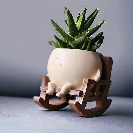 Plant Pot Smiling Face Molded Resin