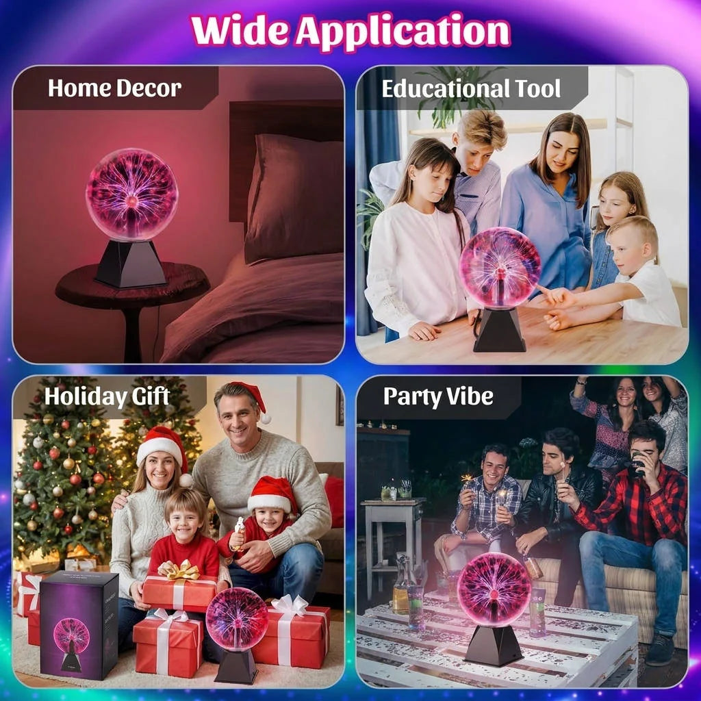 Plasma Globe Touch & Sound Reactive 8-Inch Glass Sphere