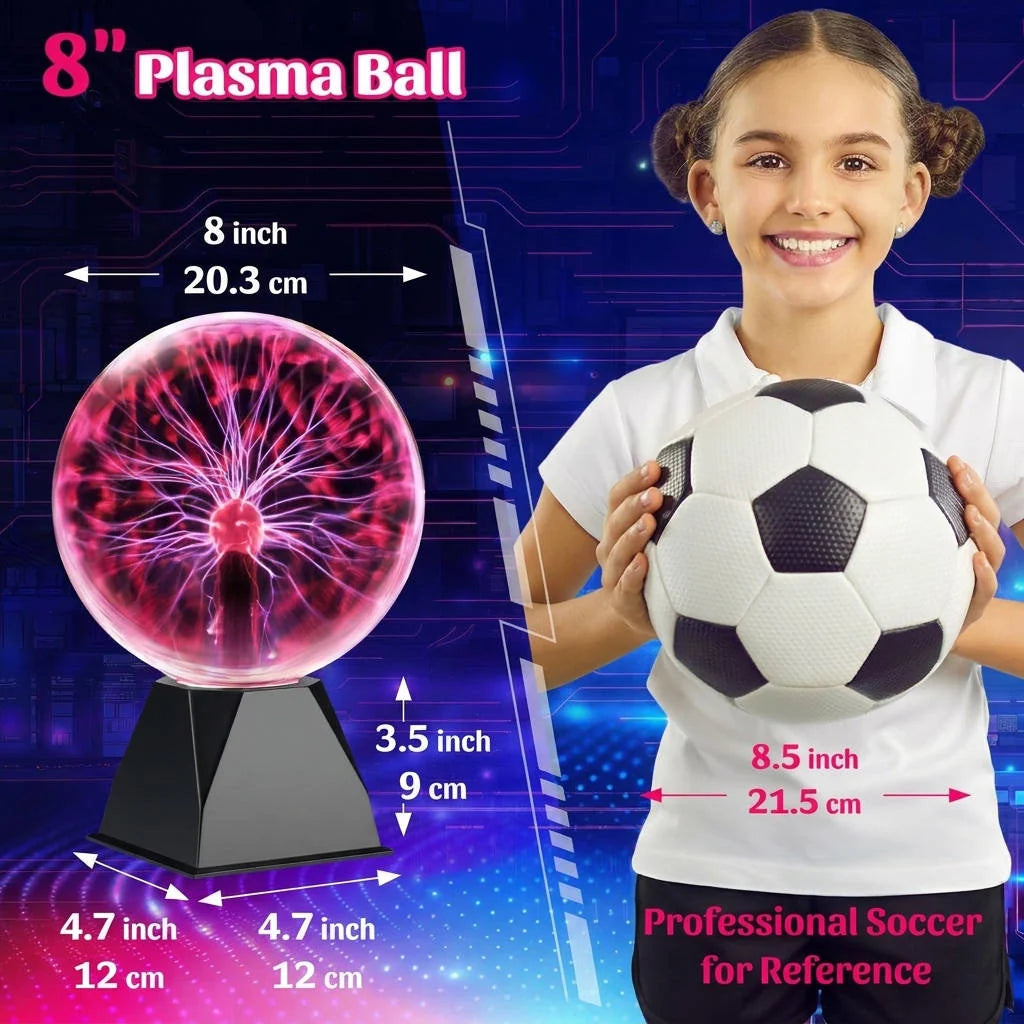 Plasma Globe Touch & Sound Reactive 8-Inch Glass Sphere