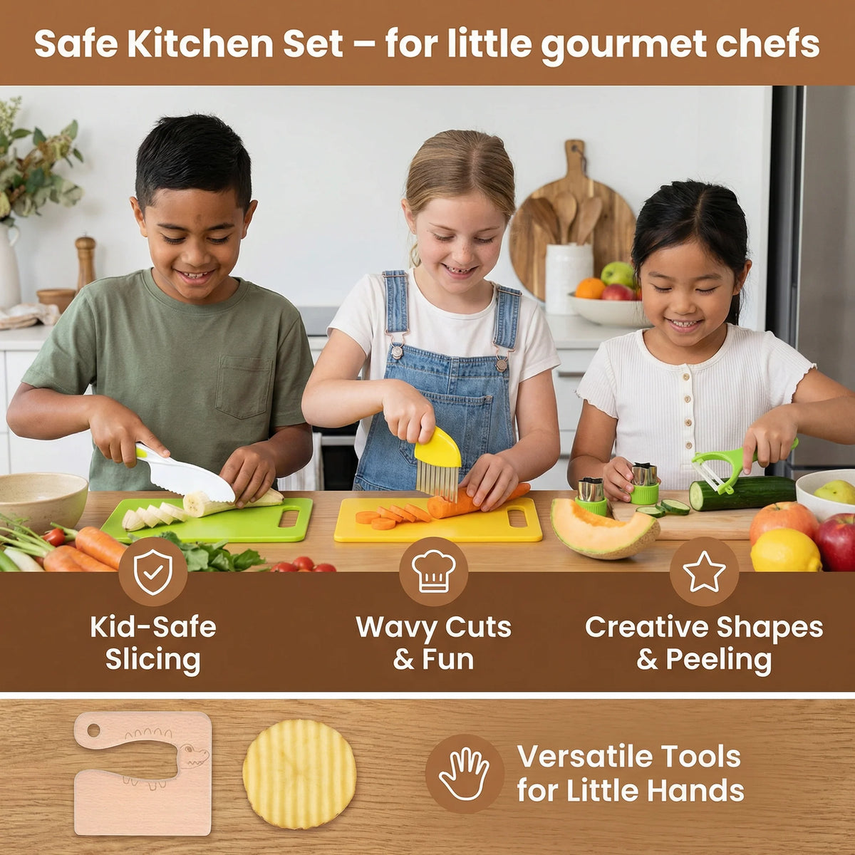 Play Kitchen Tool Set Child-Sized Easy-Grip Handles