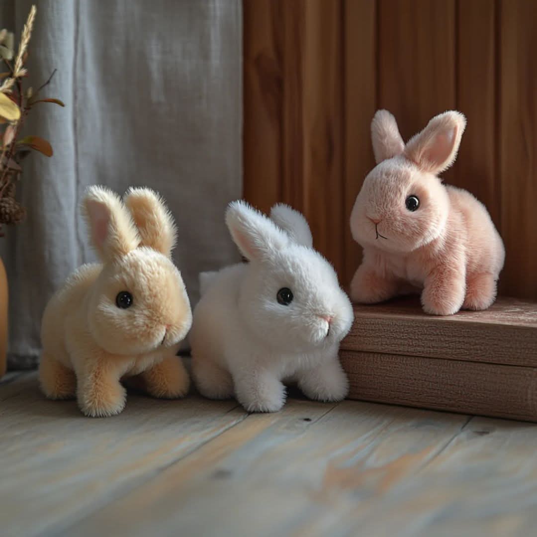Plush Bunny Toy Hopping Nose Movements & Gentle Sounds