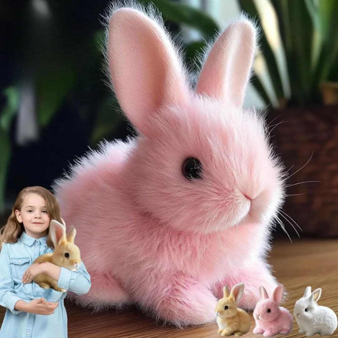 Plush Bunny Toy Hopping Nose Movements & Gentle Sounds