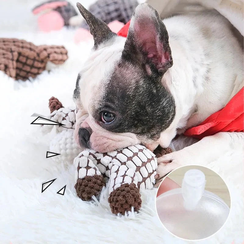 Plush Dog Toy Reinforced Stitching Built-In Squeaker Machine Washable