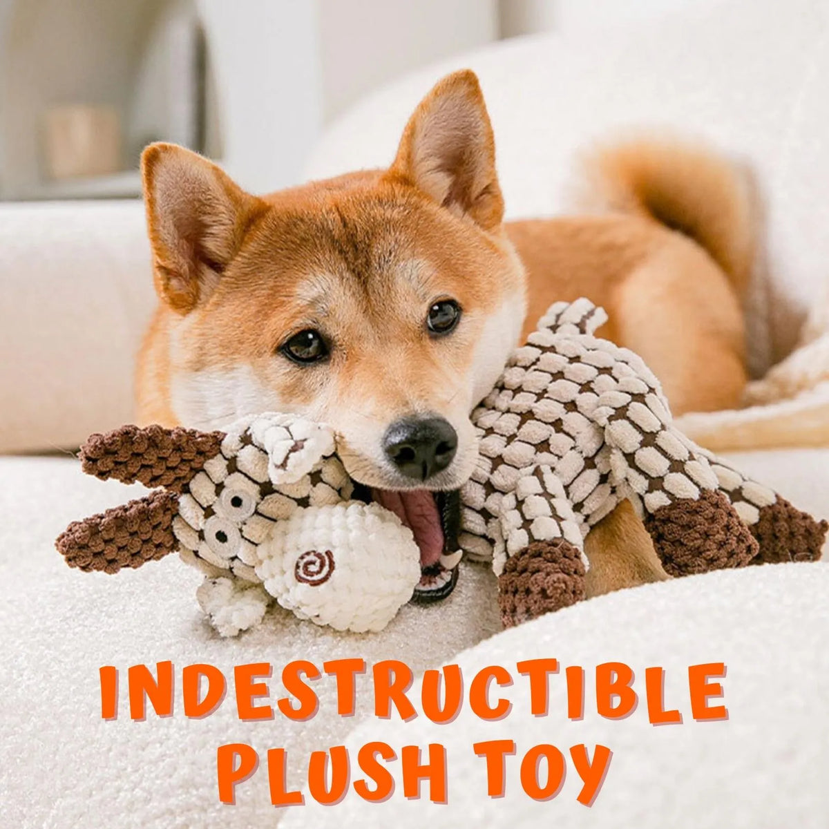 Plush Dog Toy Reinforced Stitching Built-In Squeaker Machine Washable