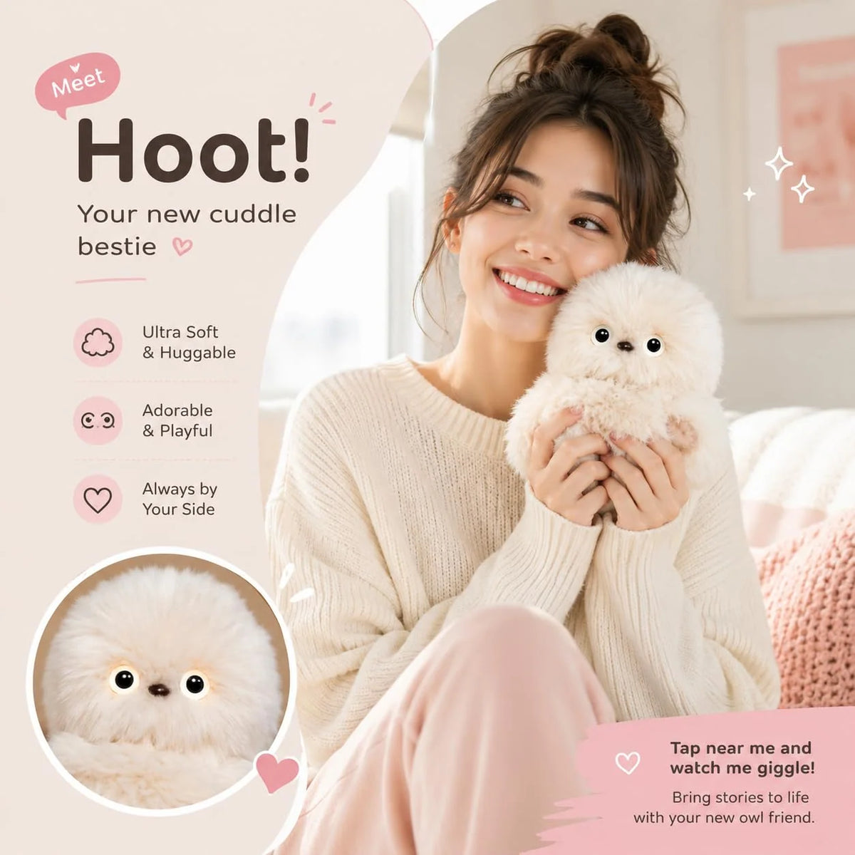 Plush Keychain Voice Recording Music Playback Head Turning