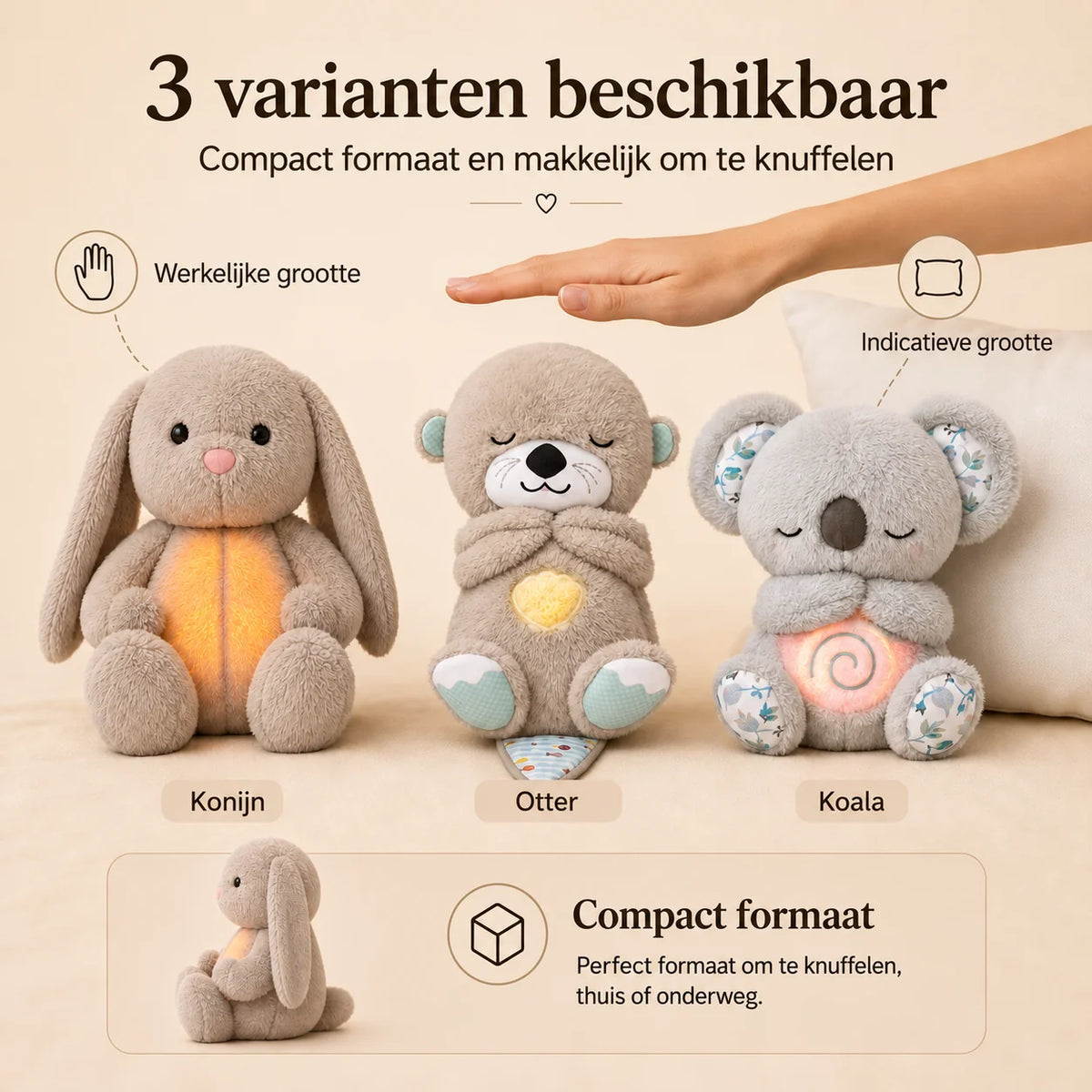 Plush Toy Simulated Breathing Soothing Sounds Night Light