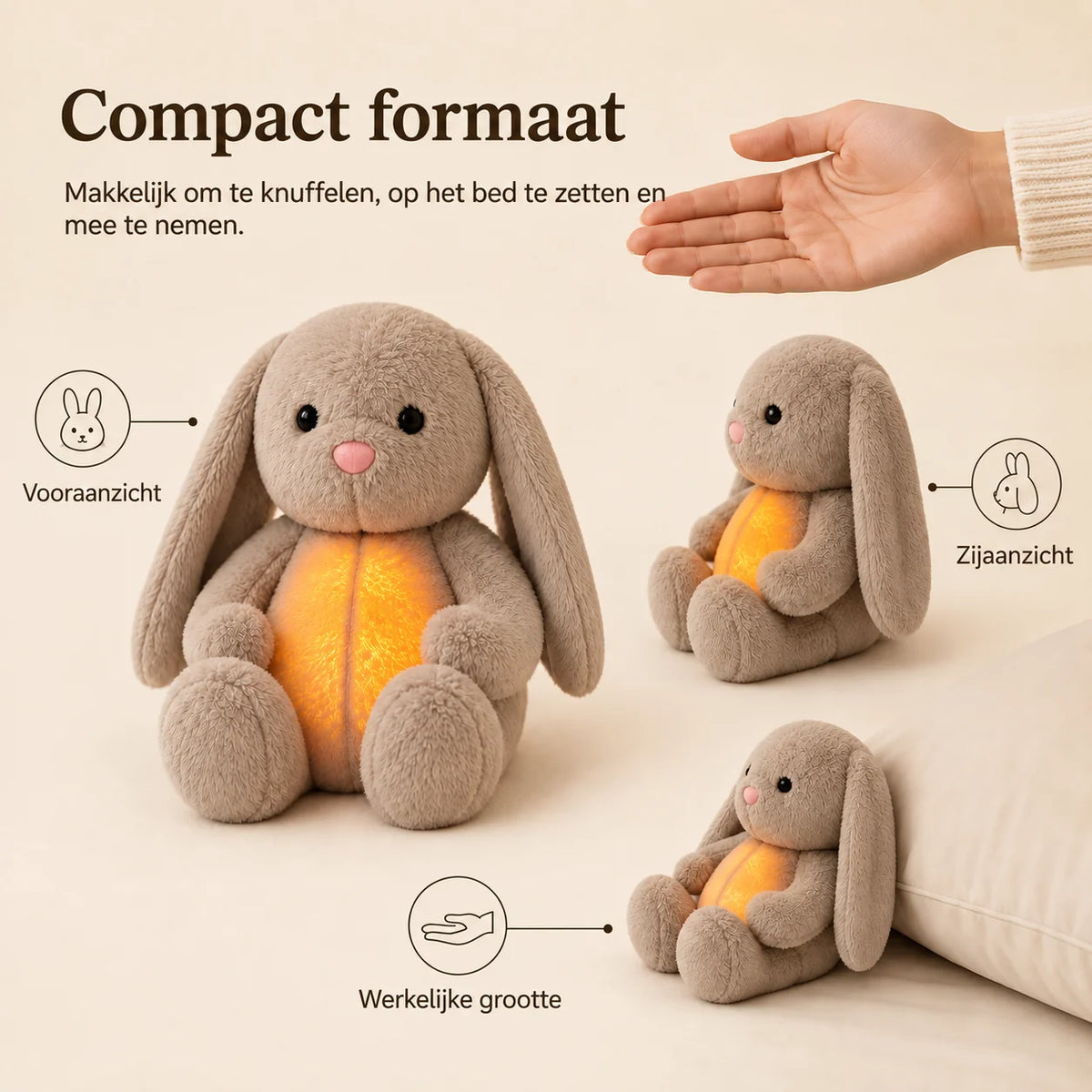 Plush Toy Simulated Breathing Soothing Sounds Night Light