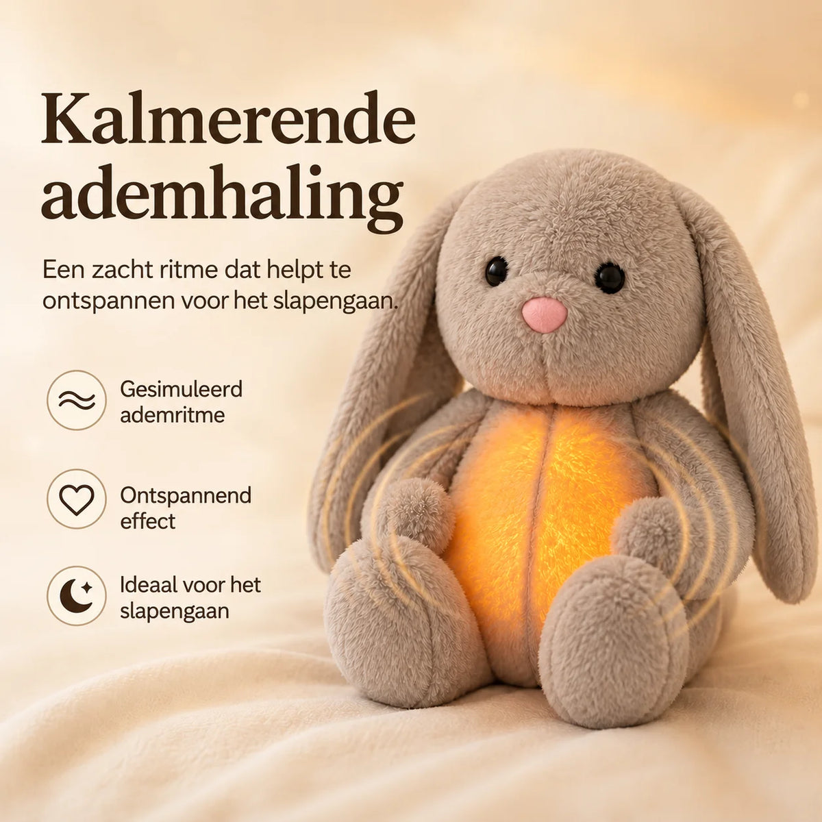 Plush Toy Simulated Breathing Soothing Sounds Night Light