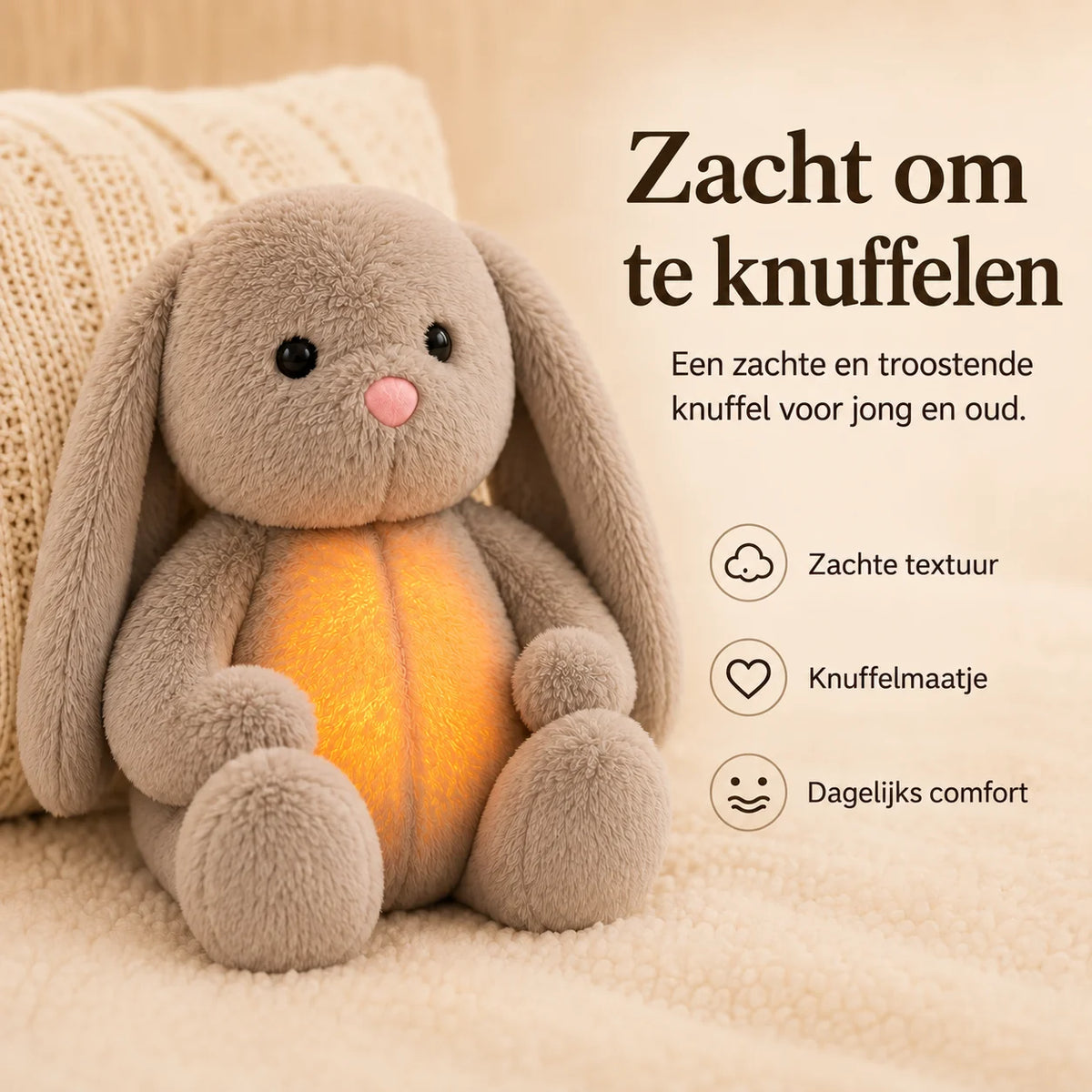 Plush Toy Simulated Breathing Soothing Sounds Night Light