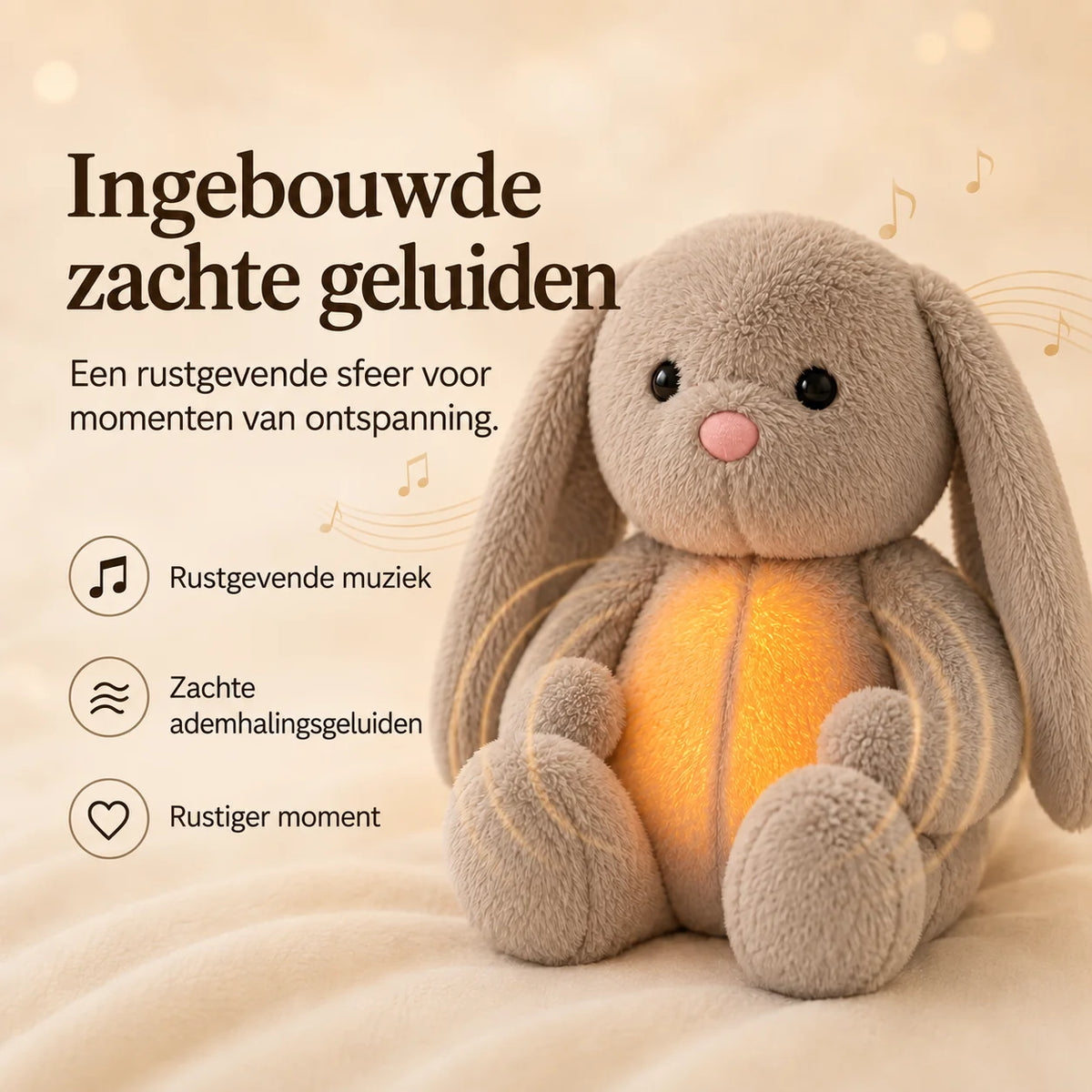 Plush Toy Simulated Breathing Soothing Sounds Night Light