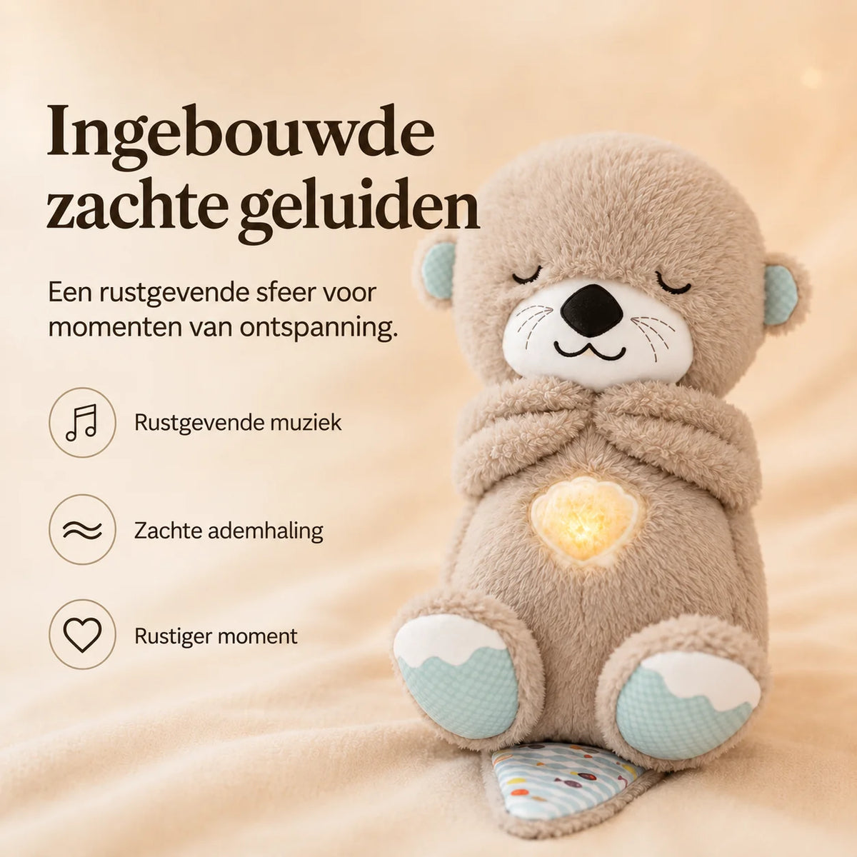Plush Toy Simulated Breathing Soothing Sounds Night Light