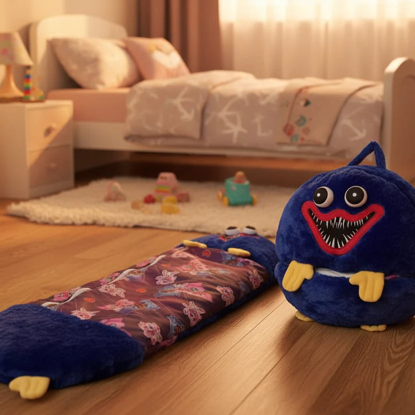 Plush Toy With Integrated Sleeping Bag Foldable Machine Washable