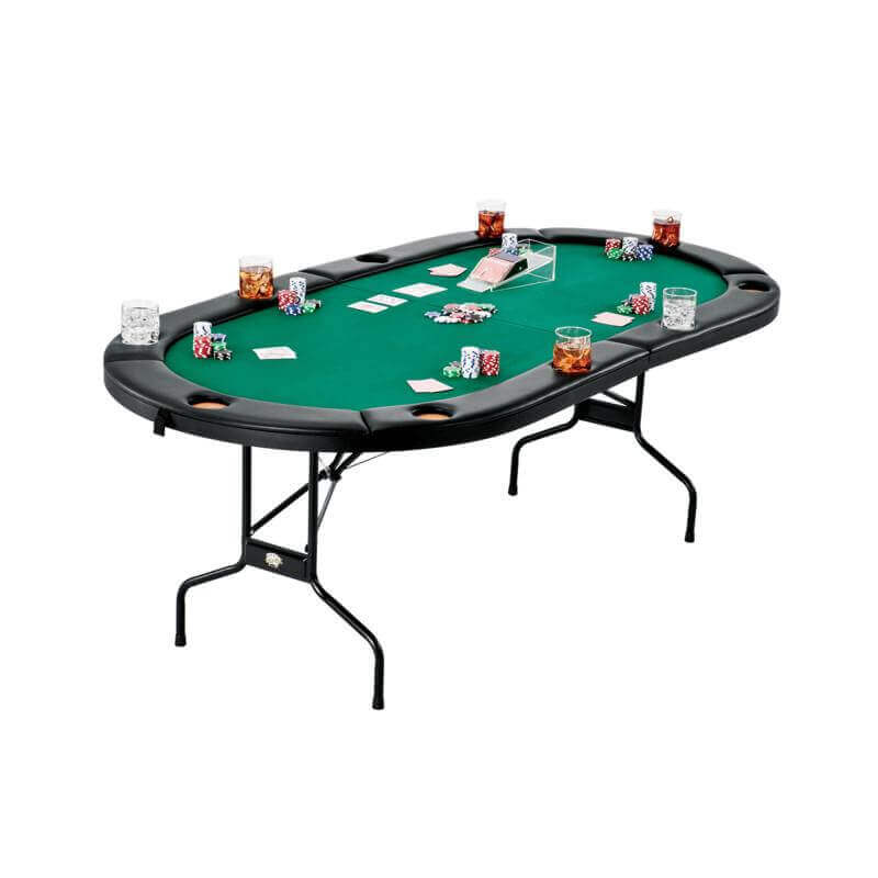 Poker Table Folding With Cushioned Rail & Built-In Drink Holders