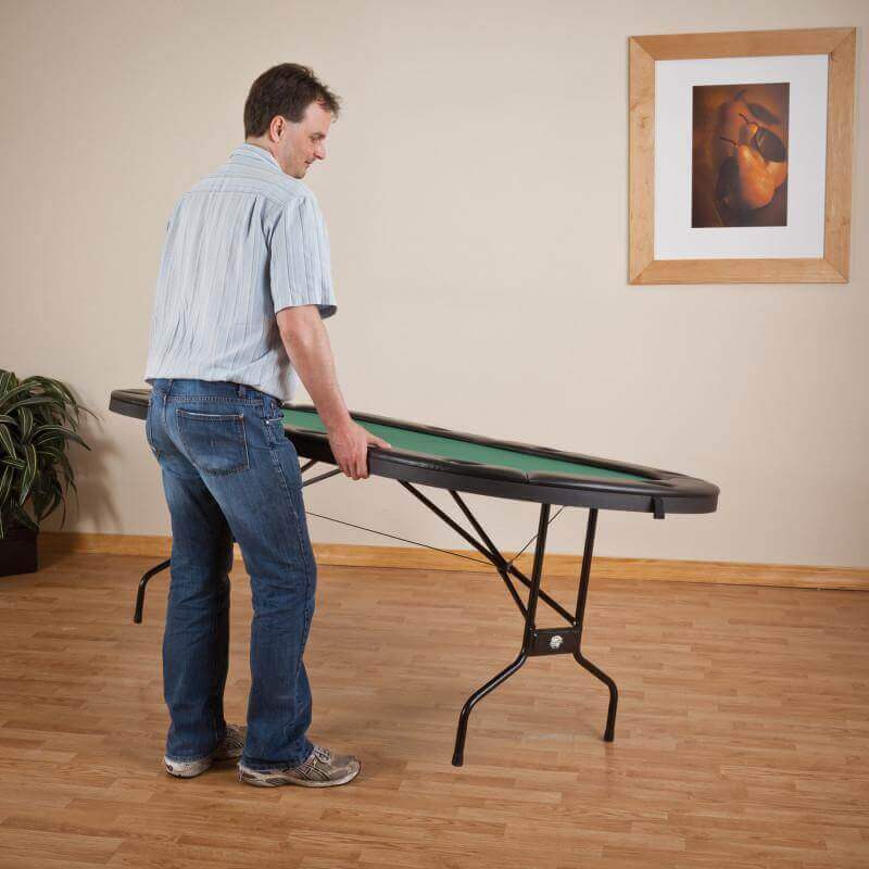 Poker Table Folding With Cushioned Rail & Built-In Drink Holders