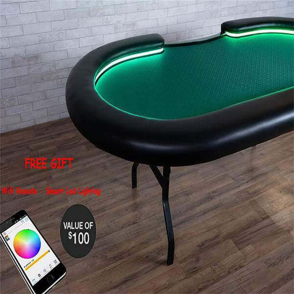 Poker Table Integrated LED Lighting Adjustable Folding Legs