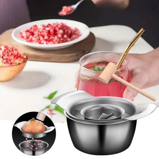 Pomegranate Deseeder Stainless Steel Bowl & Non-Slip Base