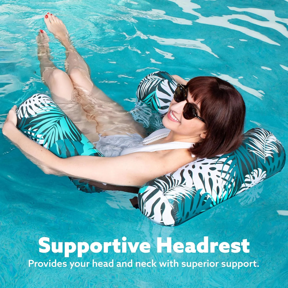 Pool Lounger Inflatable Three-Chamber Mesh Seat Adjustable Straps