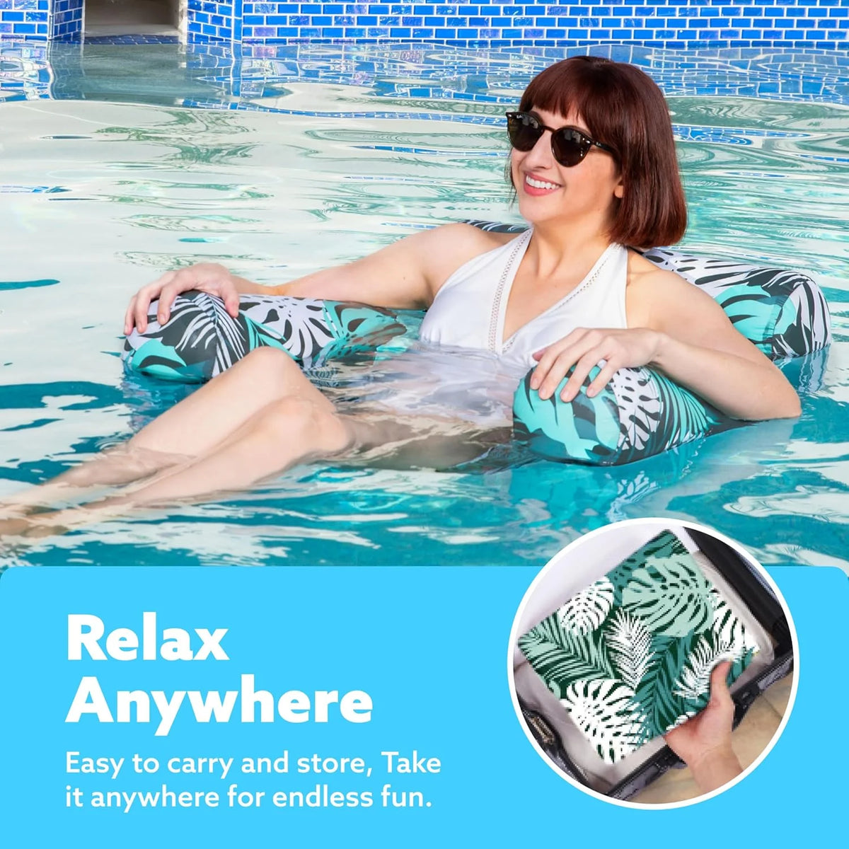 Pool Lounger Inflatable Three-Chamber Mesh Seat Adjustable Straps