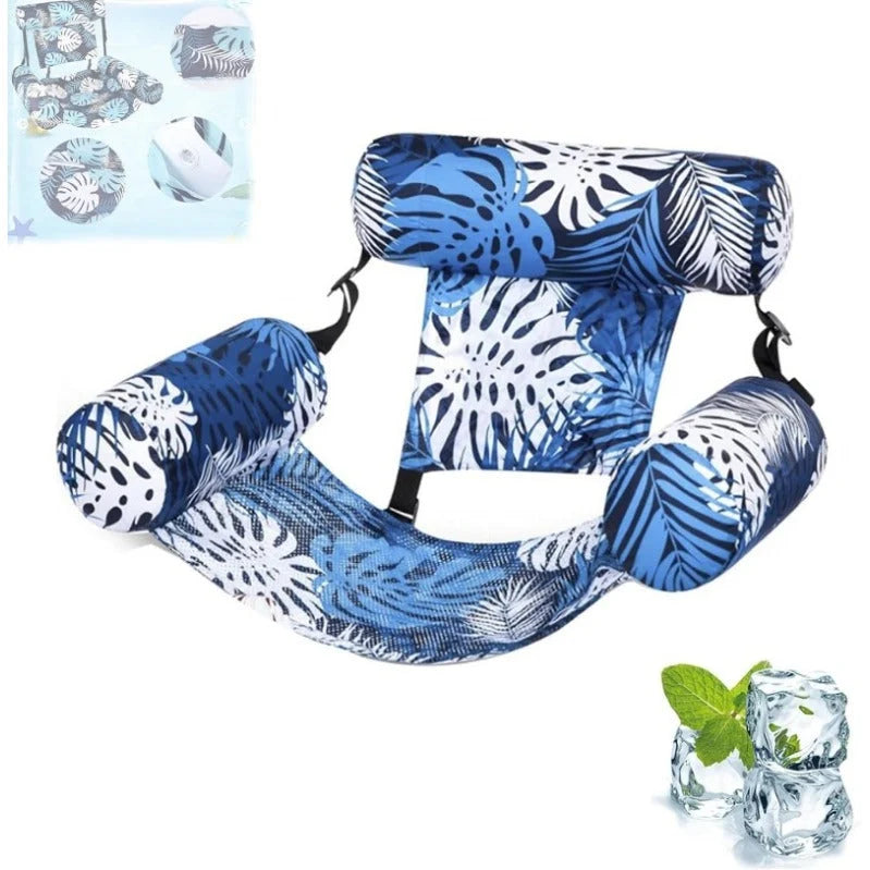 Pool Lounger Inflatable Three-Chamber Mesh Seat Adjustable Straps