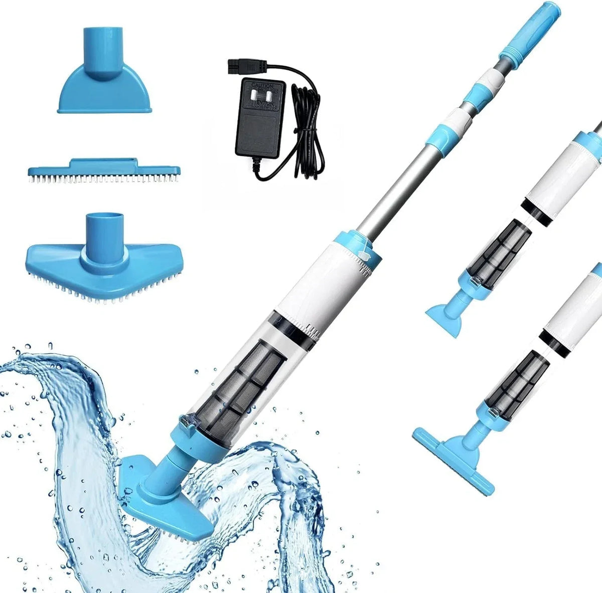 Pool Vacuum Rechargeable Cordless Interchangeable Cleaning Heads