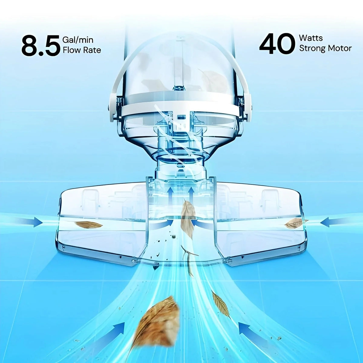 Pool Vacuum Rechargeable Cordless Interchangeable Cleaning Heads