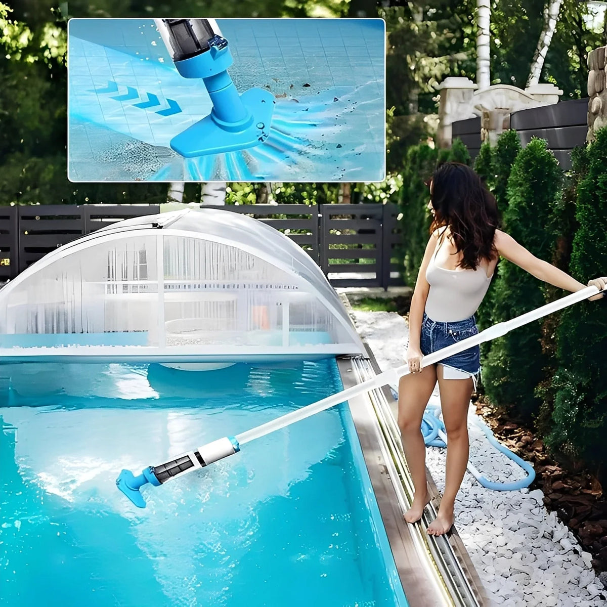 Pool Vacuum Rechargeable Cordless Interchangeable Cleaning Heads