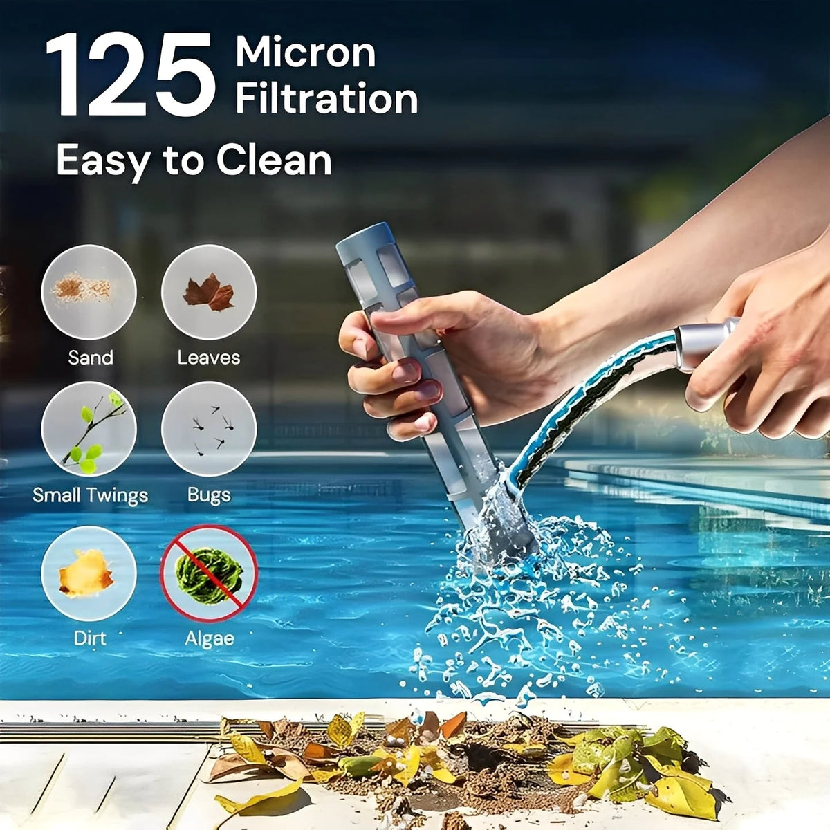Pool Vacuum Rechargeable Cordless Interchangeable Cleaning Heads
