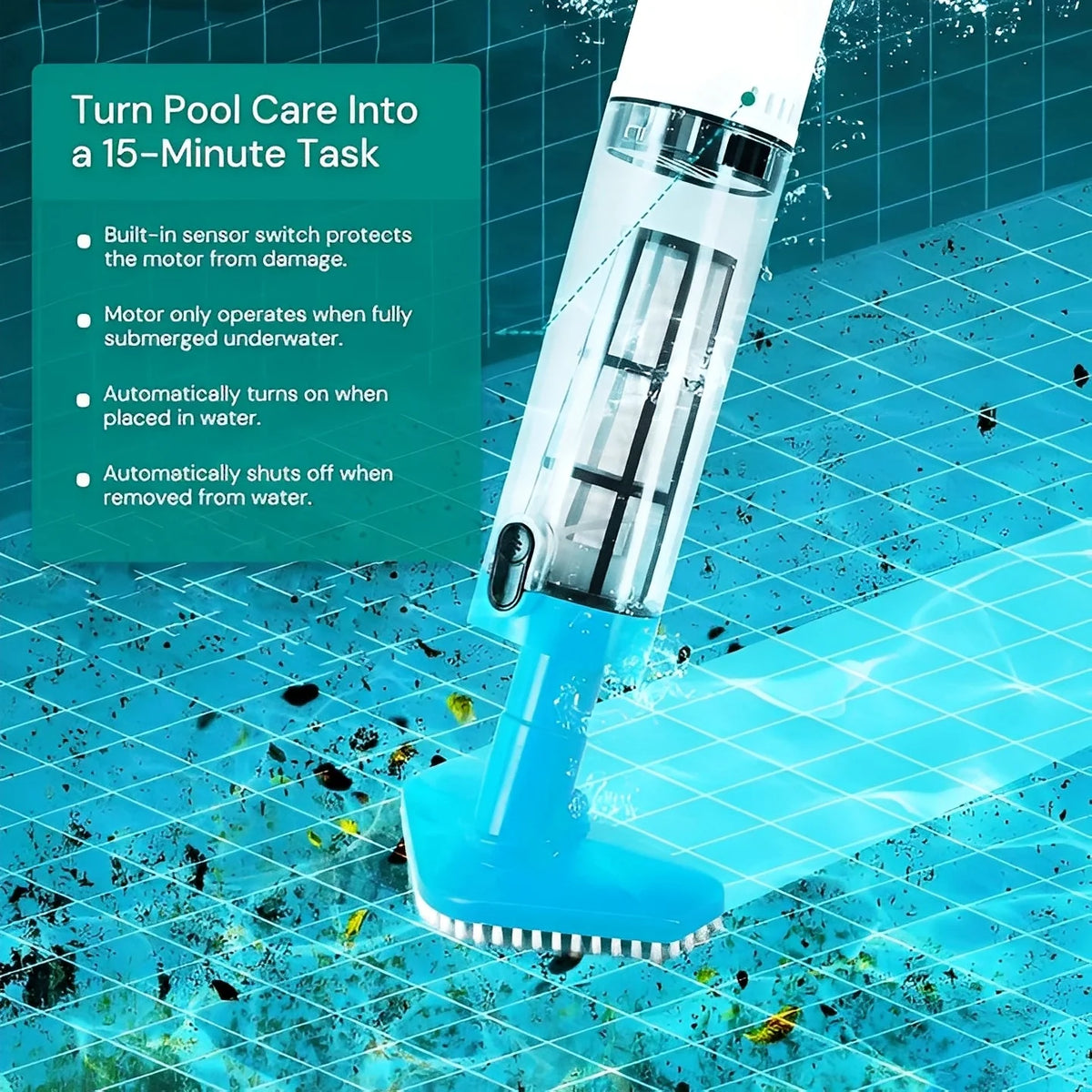 Pool Vacuum Rechargeable Cordless Interchangeable Cleaning Heads