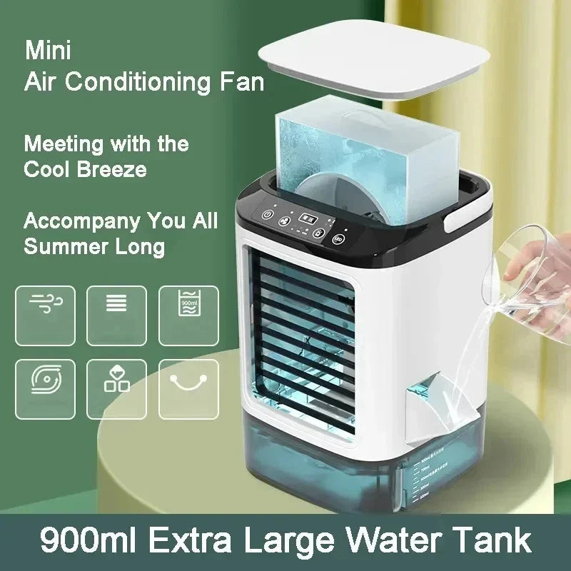 Portable Air Cooler Dual Mist 900ml Tank Quiet Operation