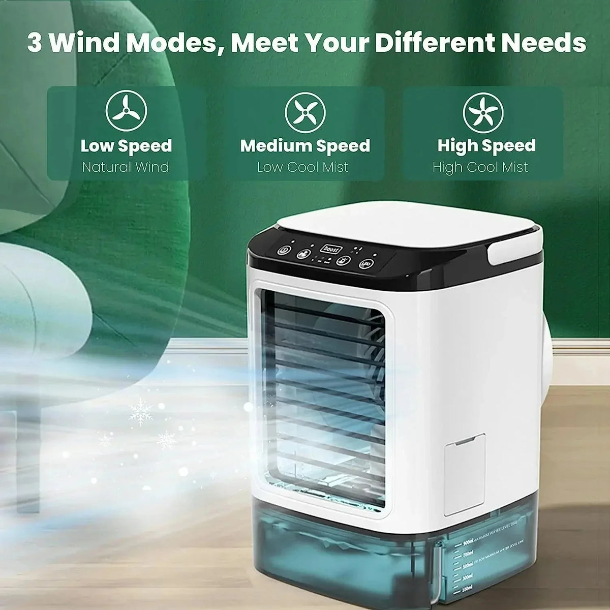Portable Air Cooler Dual Mist 900ml Tank Quiet Operation